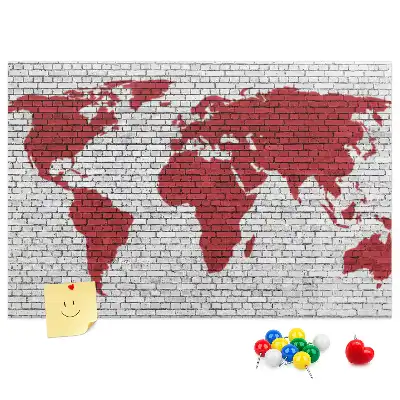Fali parafa üzenőtábla téglafal mintás térképpel