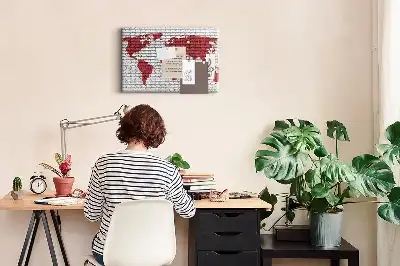 Fali parafa üzenőtábla téglafal mintás térképpel