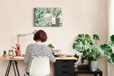 Zöld botanikai mintás parafatábla