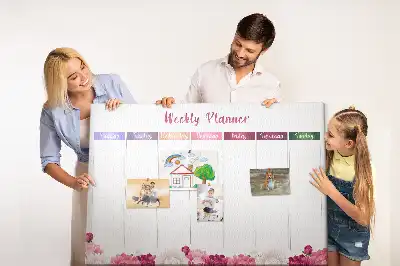 Parafa üzenőtábla heti tervező virágos mintával