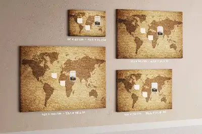 Antik világtérkép mintás fali parafa üzenőtábla