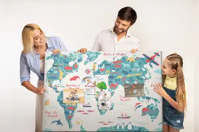 Képes világtérkép parafatábla