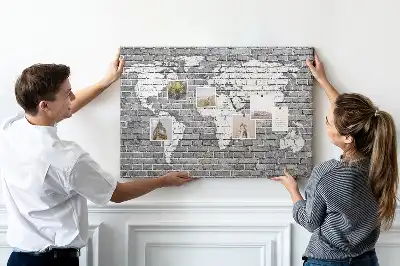 Világtérkép mintás parafa üzenőtábla