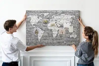 Világtérkép mintás parafa üzenőtábla