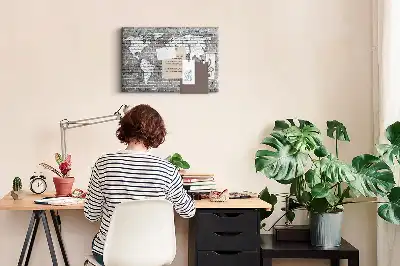 Világtérkép mintás parafa üzenőtábla