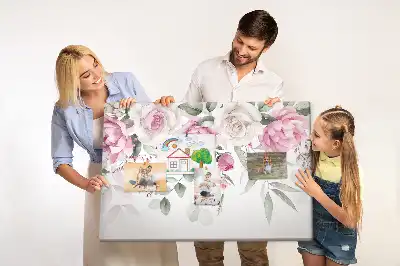 Akvarell rózsák mintás fali parafa üzenőtábla