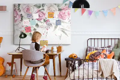 Akvarell rózsák mintás fali parafa üzenőtábla