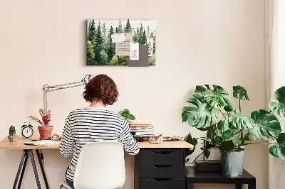 Erdő tájkép mintás parafából készült fali tábla