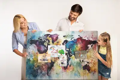 Akvarell térkép fali parafa üzenőtábla