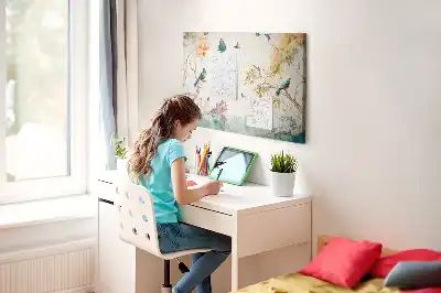 Parafatábla virágok és madarak mintával