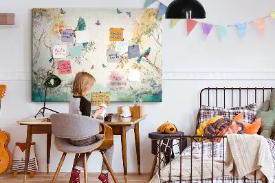Parafatábla virágok és madarak mintával