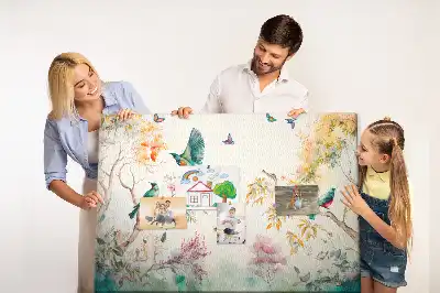 Parafatábla virágok és madarak mintával