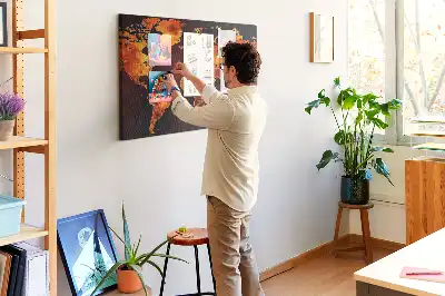 Parafa üzenőtábla fali világatlasz mintával