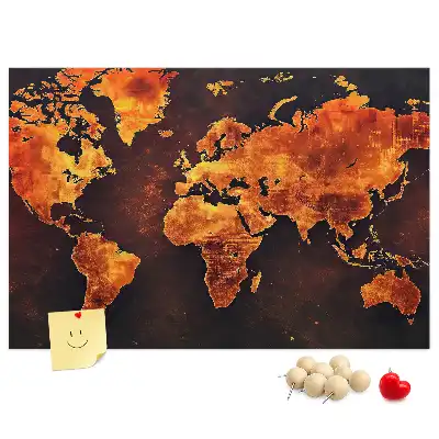 Parafa üzenőtábla fali világatlasz mintával
