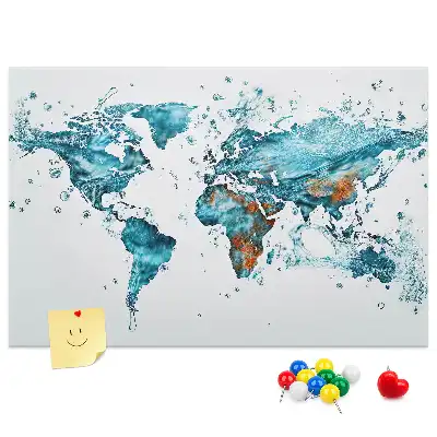 Fali parafa üzenőtábla vizes világtérkép mintával