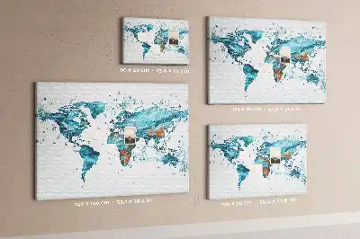 Fali parafa üzenőtábla vizes világtérkép mintával