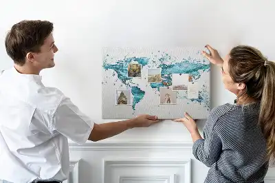 Fali parafa üzenőtábla vizes világtérkép mintával