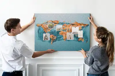 Modern földgömb mintás parafa üzenőtábla
