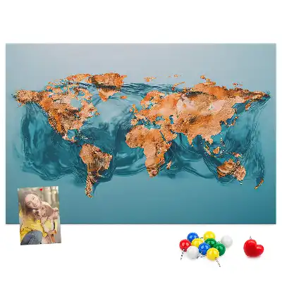 Modern földgömb mintás parafa üzenőtábla