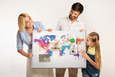 Földrajzi kontinenstérképes parafa üzenőtábla