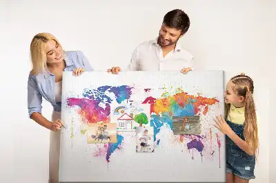 Földrajzi kontinenstérképes parafa üzenőtábla