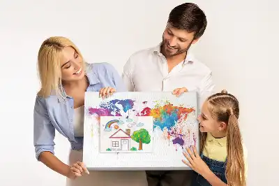 Földrajzi kontinenstérképes parafa üzenőtábla