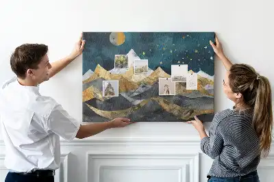 Fali parafa üzenőtábla Hegyek éjszaka mintával