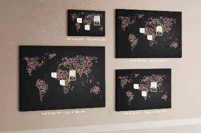Világtérkép mintás parafa üzenőtábla