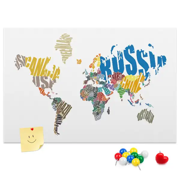 Fali parafa üzenőtábla térképet alkotó feliratokkal
