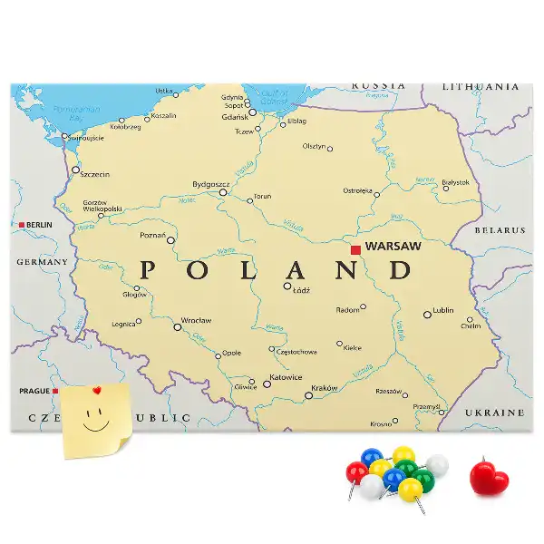 Lengyelország politikai térképével ellátott kivitelben