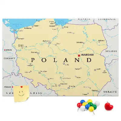 Lengyelország politikai térképével ellátott kivitelben
