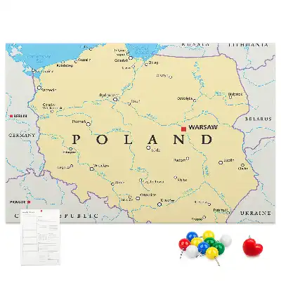 Lengyelország politikai térképével ellátott kivitelben