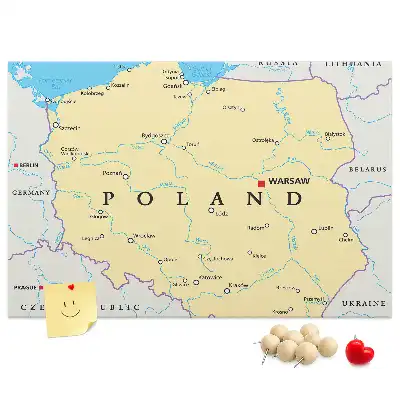 Lengyelország politikai térképével ellátott kivitelben