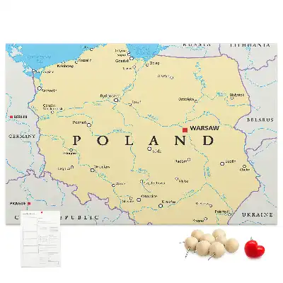 Lengyelország politikai térképével ellátott kivitelben