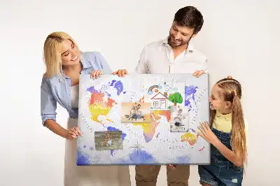 Festett világtérkép mintás parafa üzenőtábla