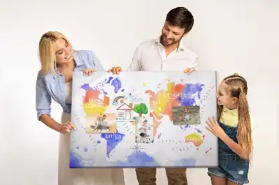 Festett világtérkép mintás parafa üzenőtábla