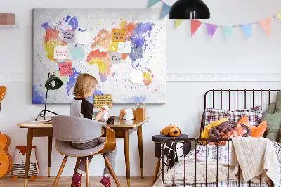 Festett világtérkép mintás parafa üzenőtábla