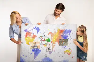 Festett világtérkép mintás parafa üzenőtábla