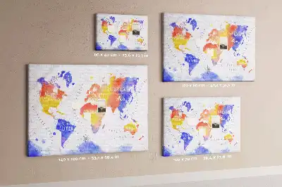 Festett világtérkép mintás parafa üzenőtábla