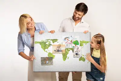 Fali parafa üzenőtábla akvarell világtérkép mintával