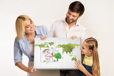 Fali parafa üzenőtábla akvarell világtérkép mintával