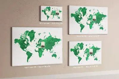 Parafatábla zöld világtérkép mintával