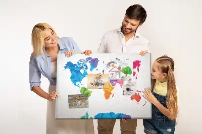 Absztrakt világtérképes fali parafa üzenőtábla