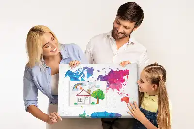 Absztrakt világtérképes fali parafa üzenőtábla