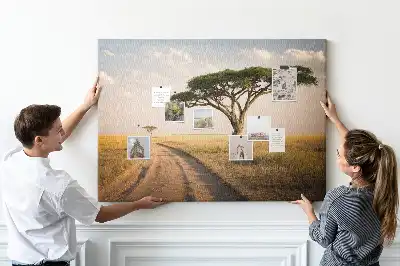 Afrikai táj mintás parafatábla