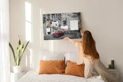 Parafa üzenőtábla régi autó és város mintával