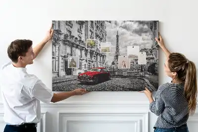 Parafa üzenőtábla régi autó és város mintával