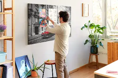 Parafa üzenőtábla régi autó és város mintával