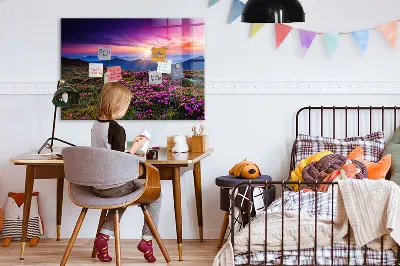 Mágneses fali tábla napfelkelte virágok mintával