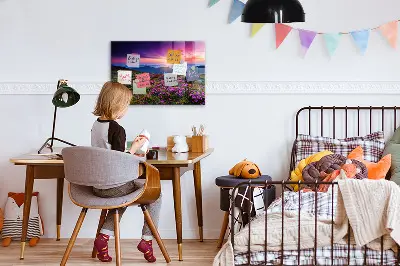 Mágneses fali tábla napfelkelte virágok mintával
